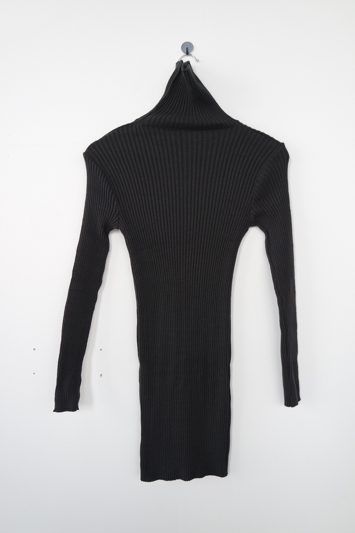 Winter Neck Polar Gold Long Knit Dress Mini