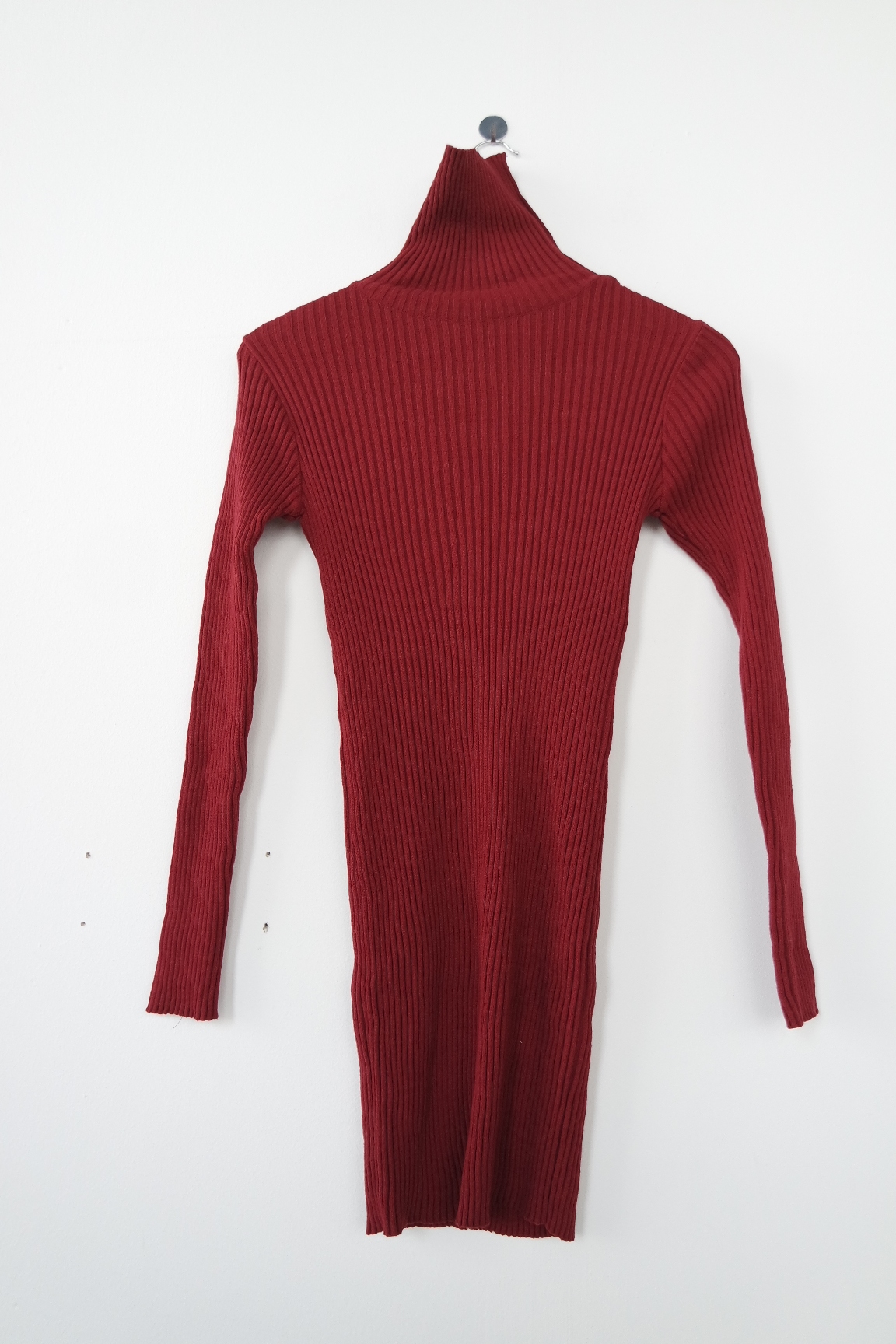 Winter Neck Polar Gold Long Knit Dress Mini