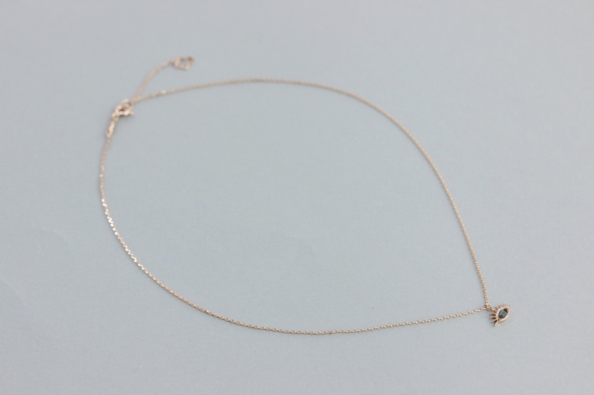 Lucky Symbol 14K Evil Eye Ruff Diamond Necklace 14