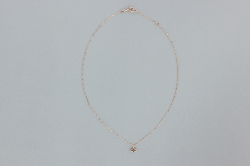 Lucky Symbol 14K Evil Eye Ruff Diamond Necklace 14