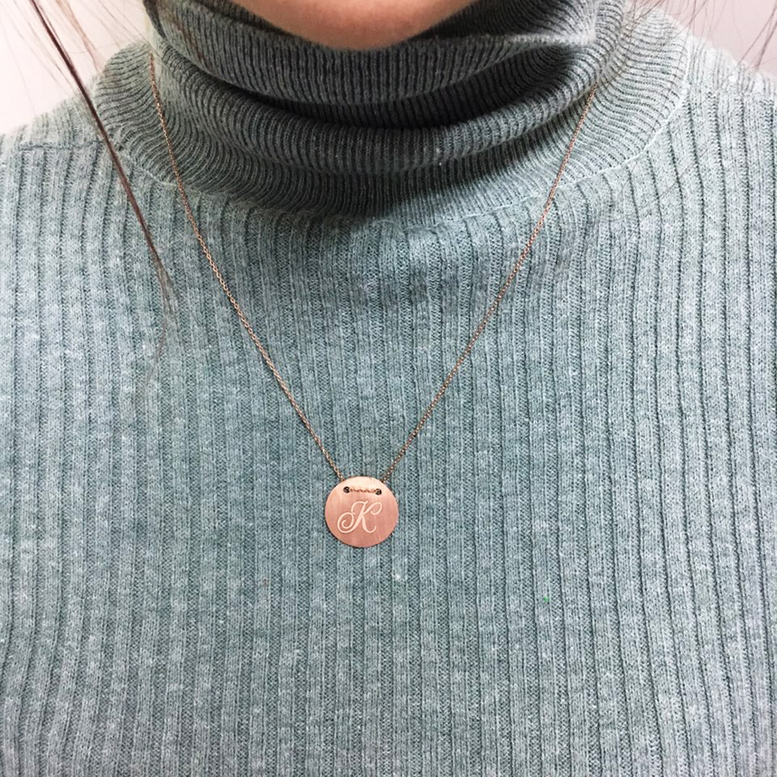 Coin Necklace, Couple Message, Initial Markable It