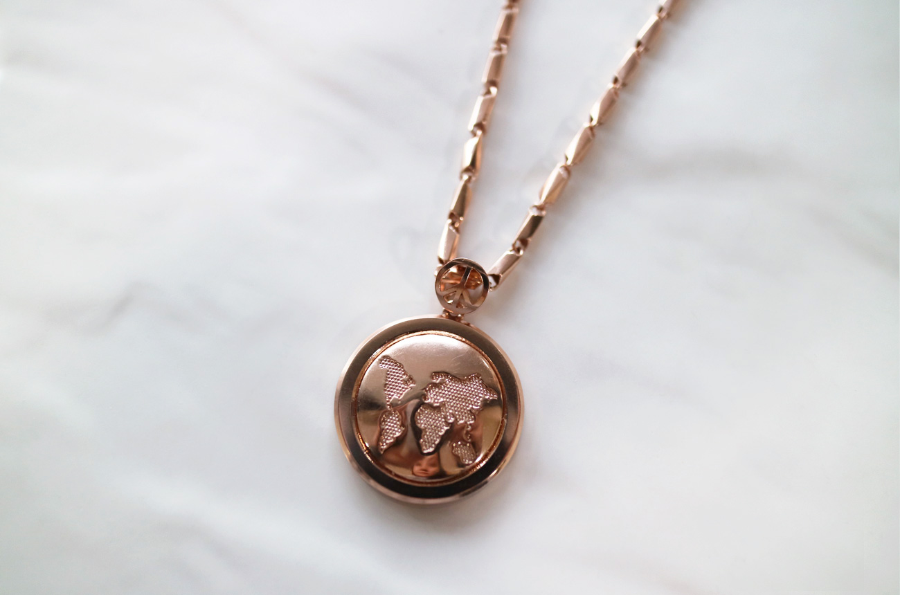 18k Map Pendant 14k Men's Necklace Charm Pink G