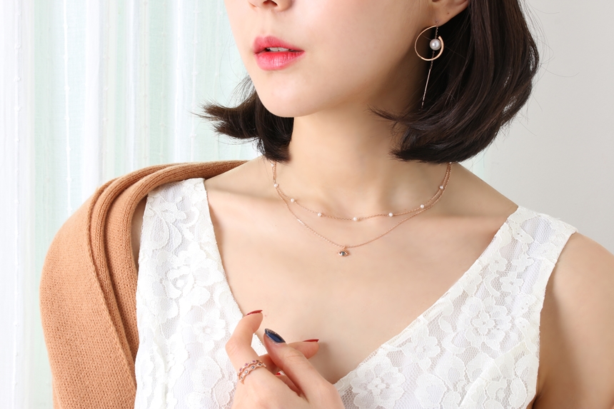 Lucky Symbol 14K Evil Eye Ruff Diamond Necklace 14