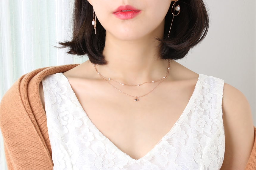 Freshwater pearl layered necklace birthstone June 