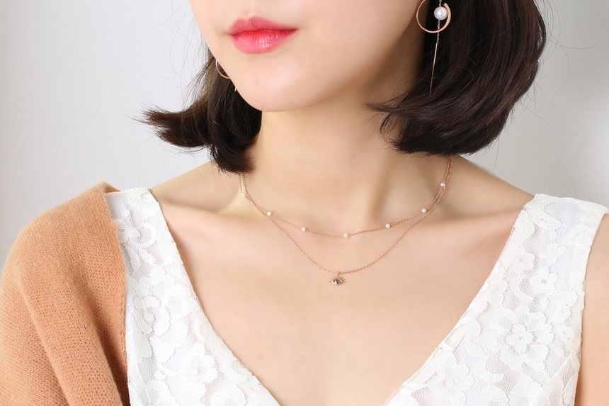 Lucky Symbol 14K Evil Eye Ruff Diamond Necklace 14