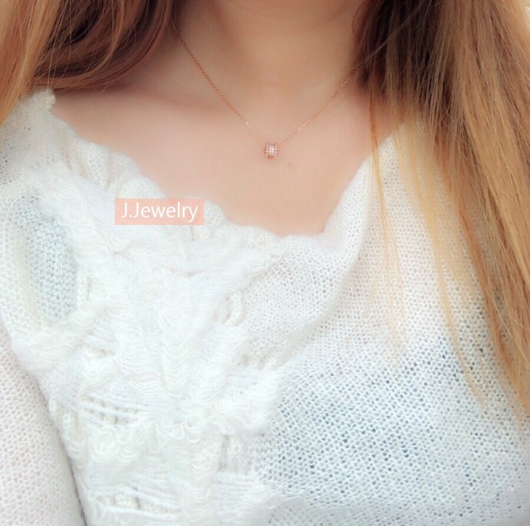 14k 18k Lovely Cubic Necklace 30s Luxurious Gift C