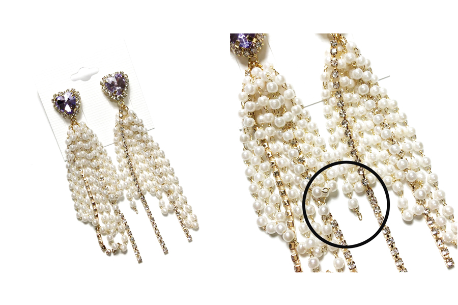 Love Mimi Violet Heart Pearl Drop Earrings Earring