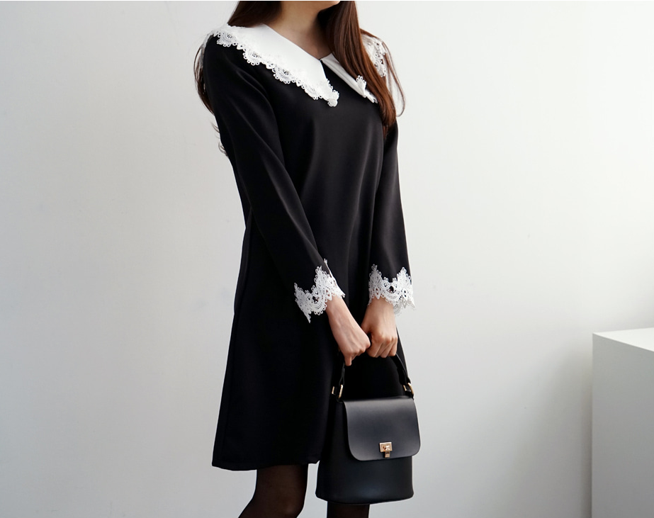 Flare Carla Lace Dress Black Winter Gorgeous Roman