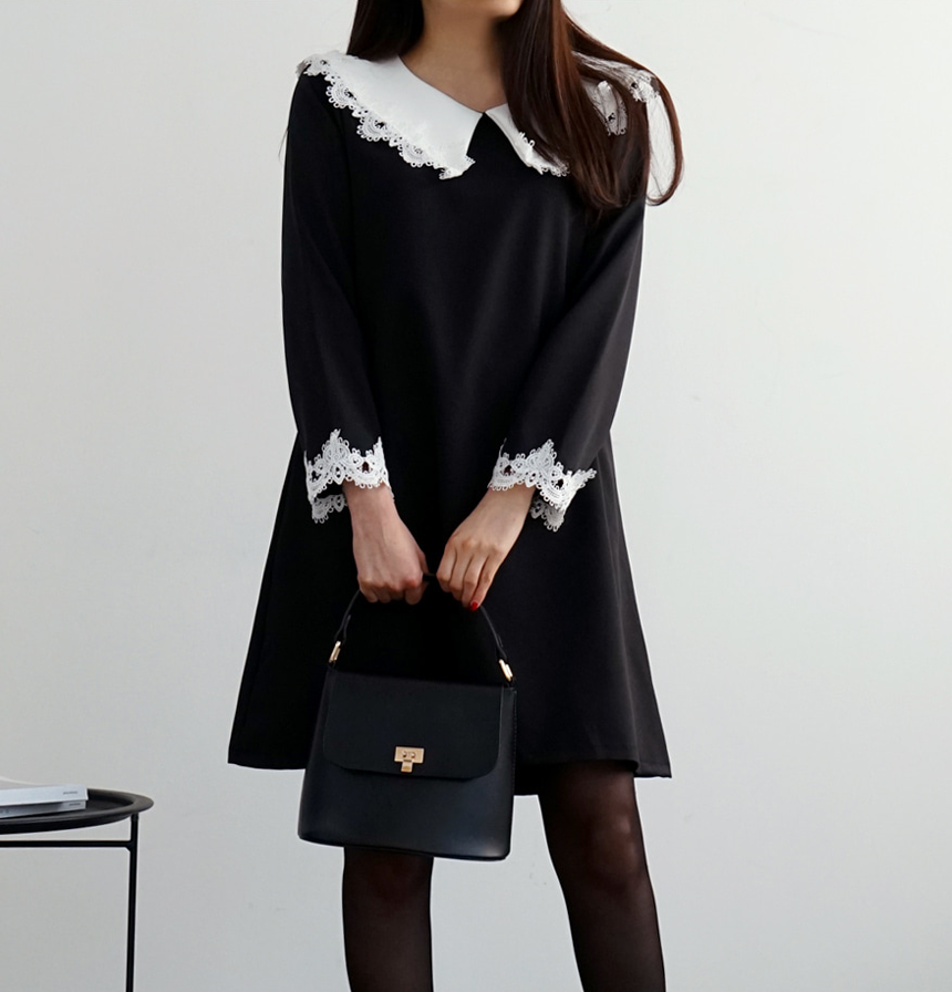 Flare Carla Lace Dress Black Winter Gorgeous Roman
