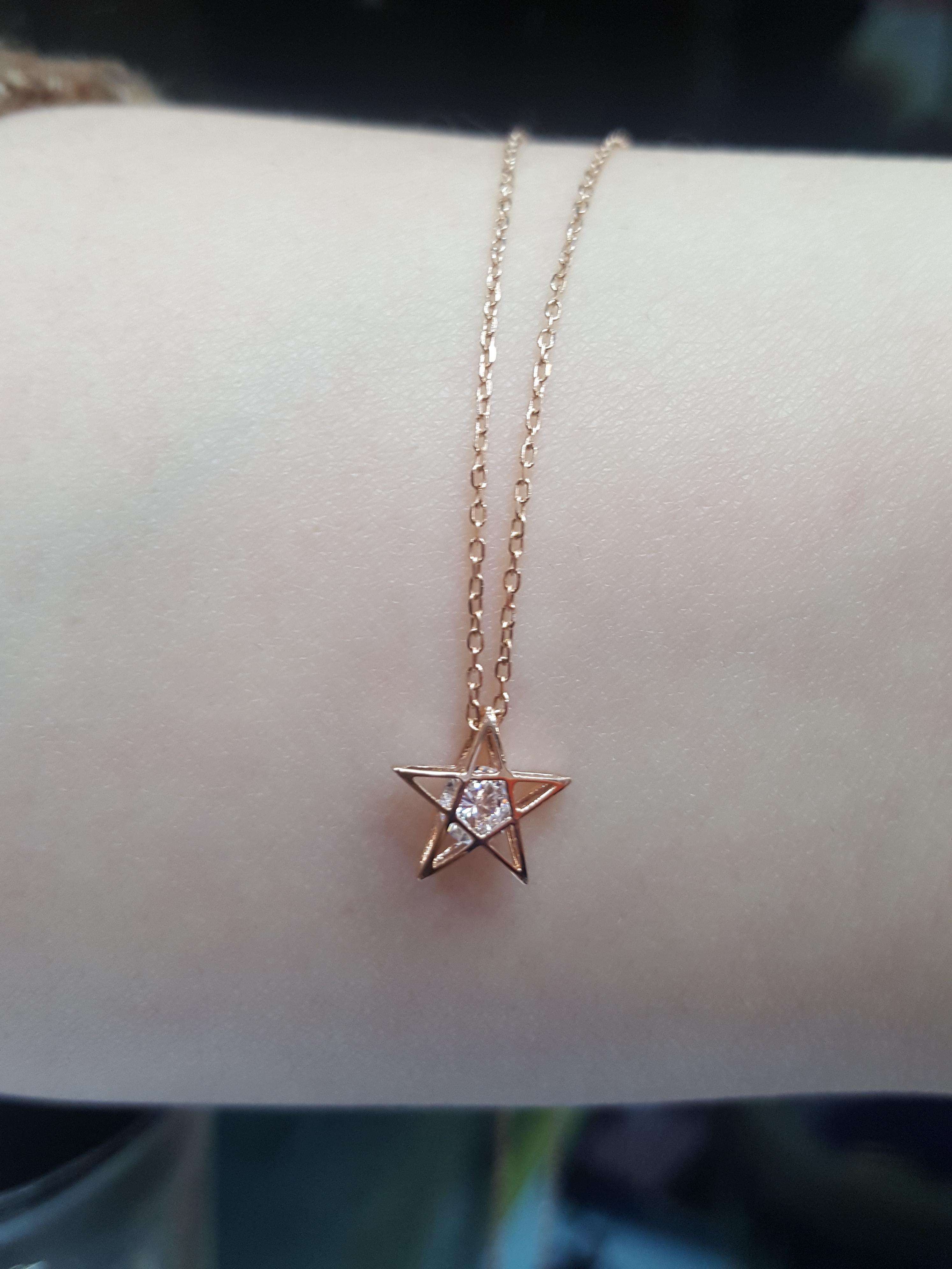 Cubic Necklace PN1410 point pink gold cute set ins