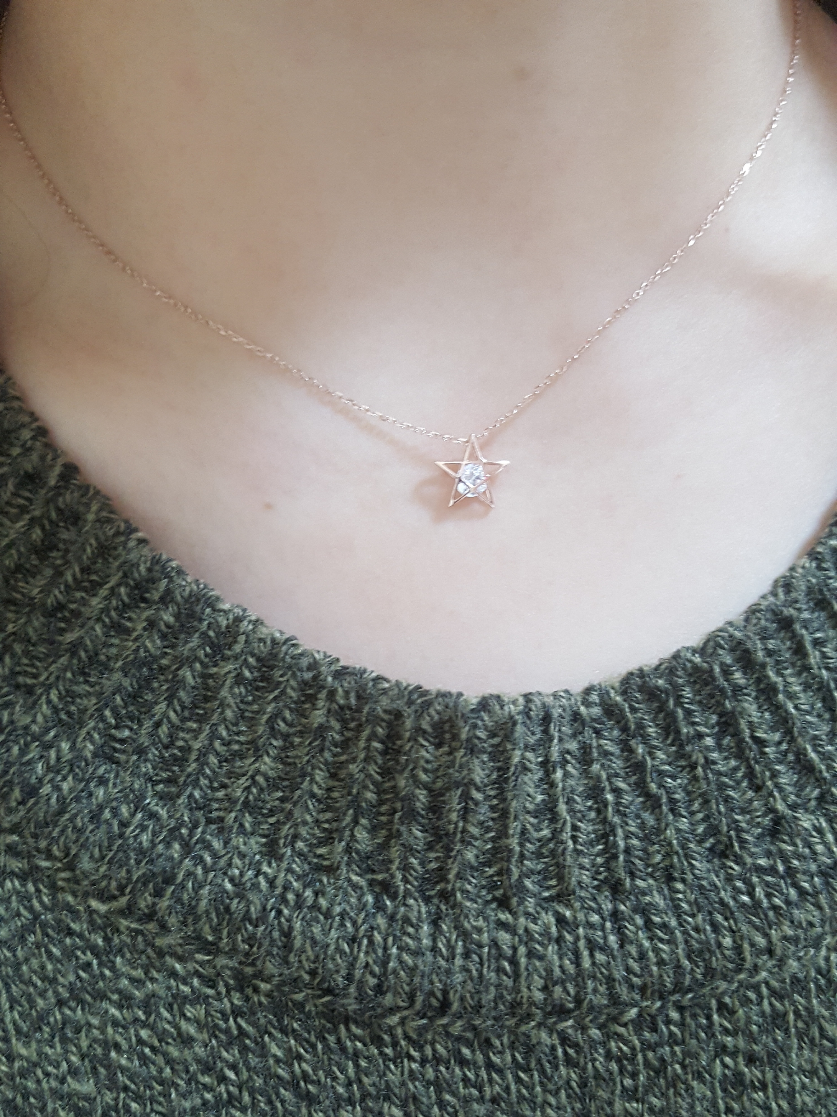 Cubic Necklace PN1410 point pink gold cute set ins