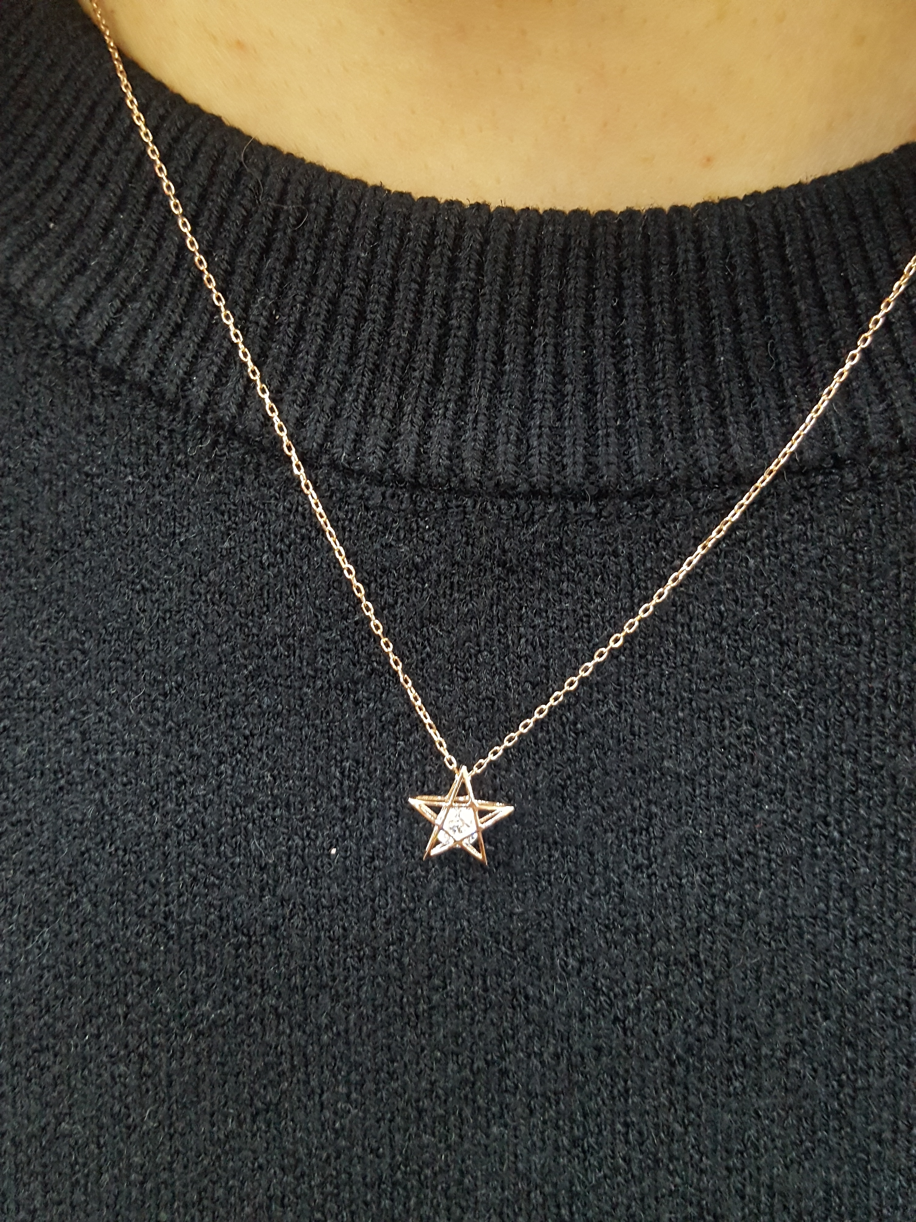 Cubic Necklace PN1410 point pink gold cute set ins