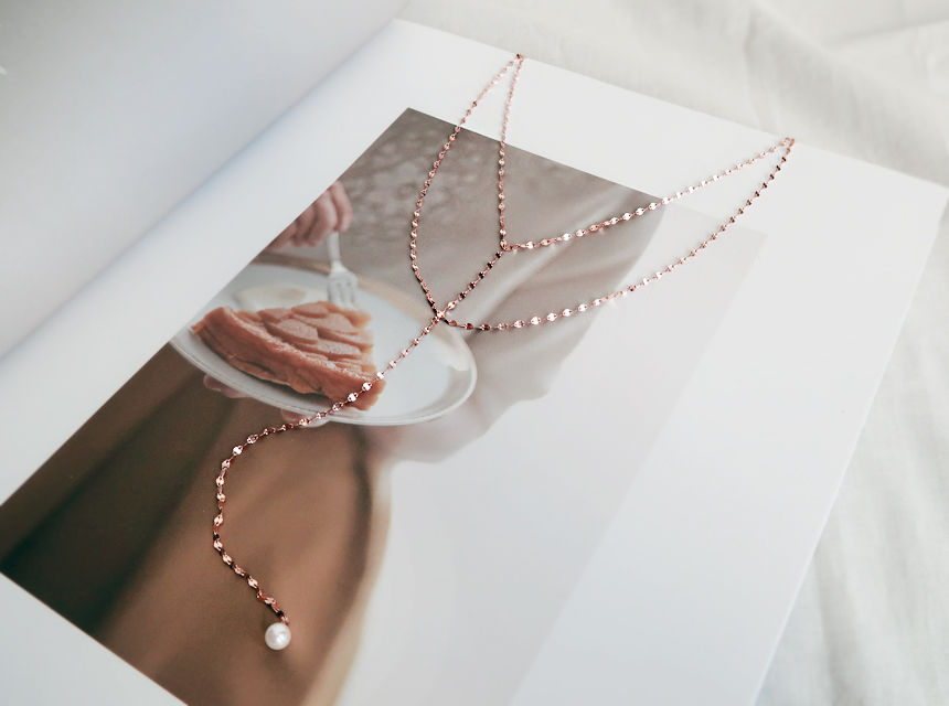 14K Akoya pearl two-cut cut layered necklace 14K 1