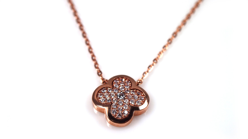 14K Clover Necklace to make me a luxury Four-leaf 