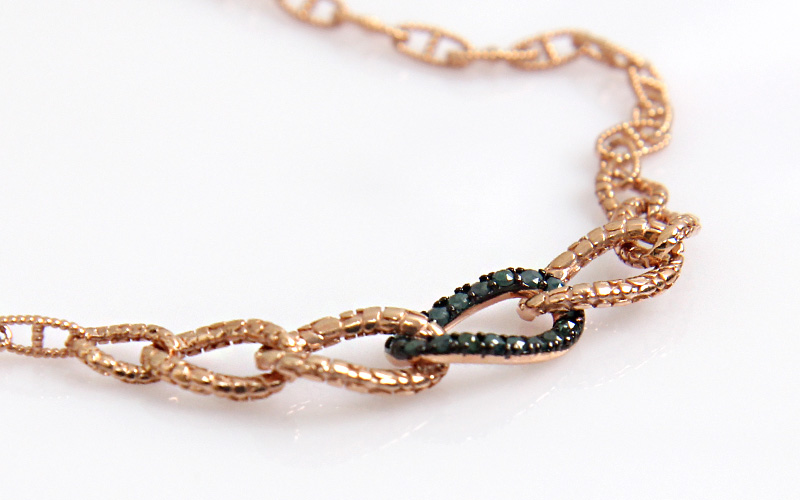 14K GOLD knot diamond necklace gift 30s using blue