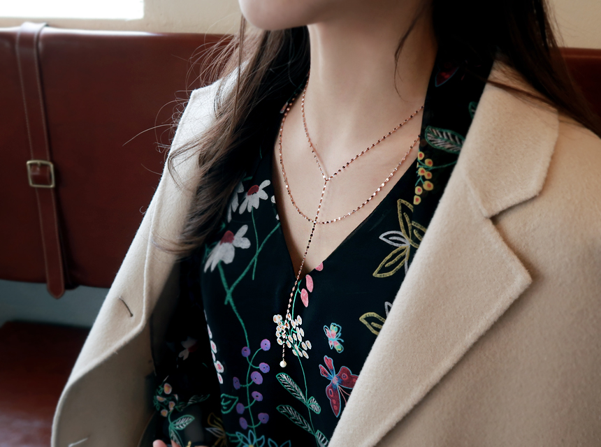 14K Akoya pearl two-cut cut layered necklace 14K 1