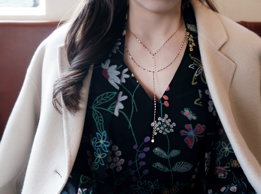 14K Akoya pearl two-cut cut layered necklace 14K 1