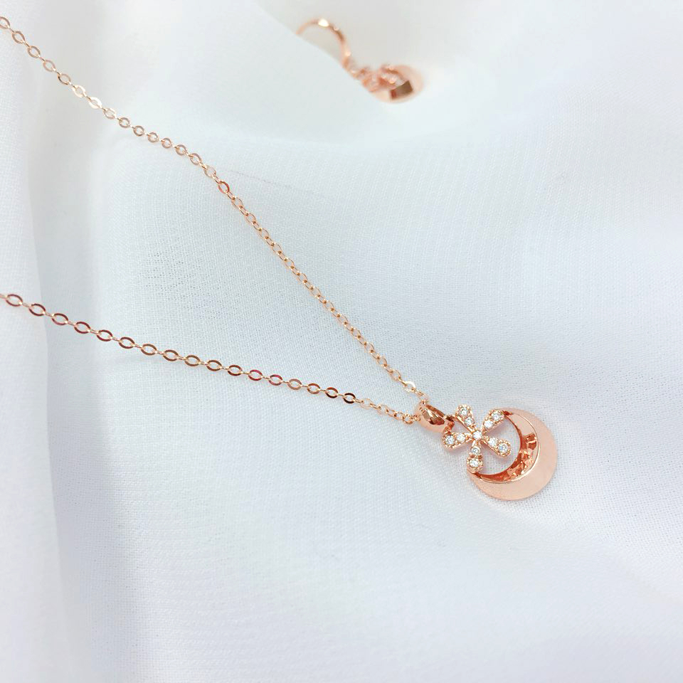 Flower door necklace Women 14k Women 18k points 14