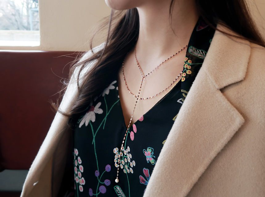 14K Akoya pearl two-cut cut layered necklace 14K 1