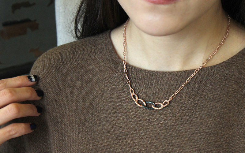 14K GOLD knot diamond necklace gift 30s using blue