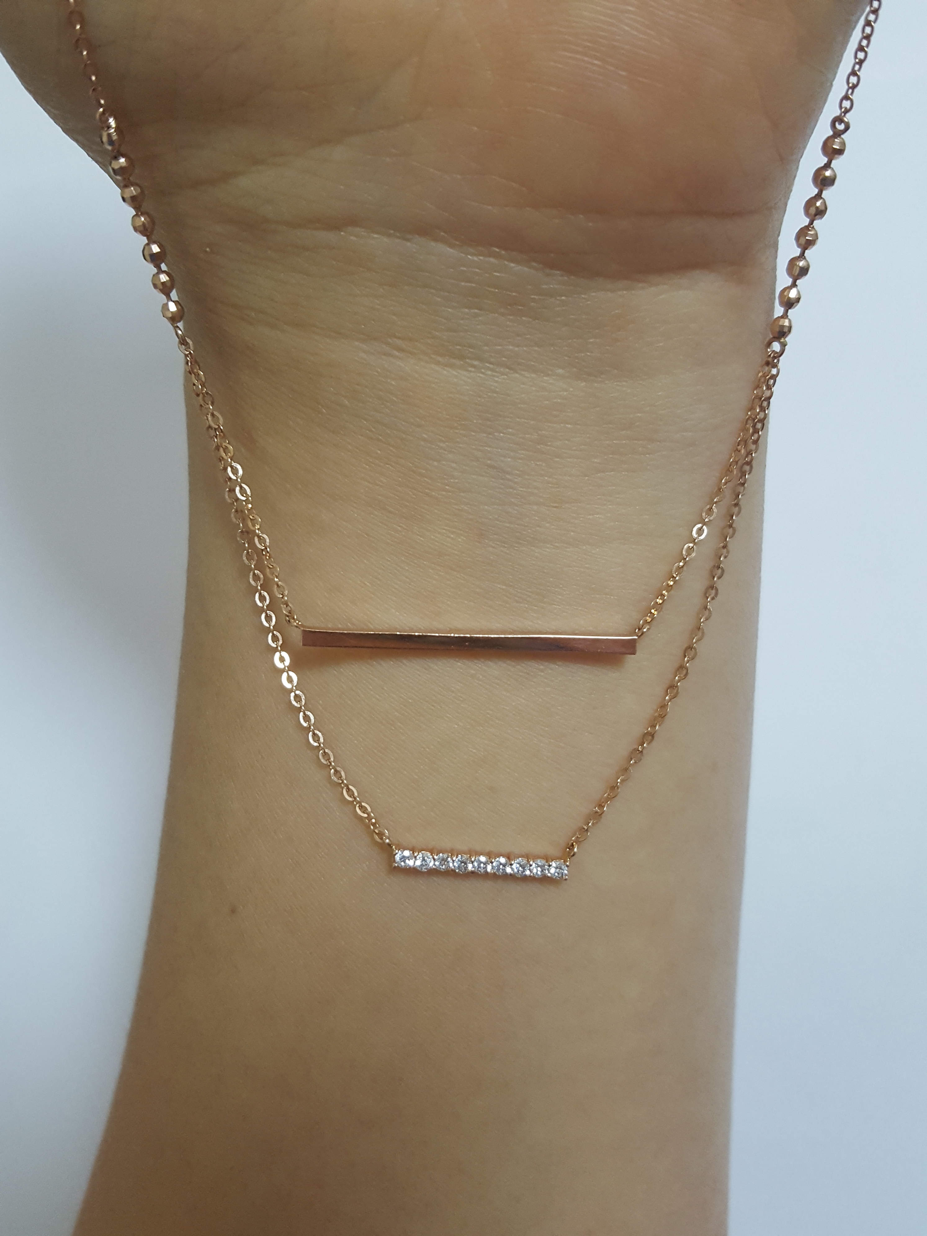 Piety Double Pink Gold Bar Necklace PN001 Feminine