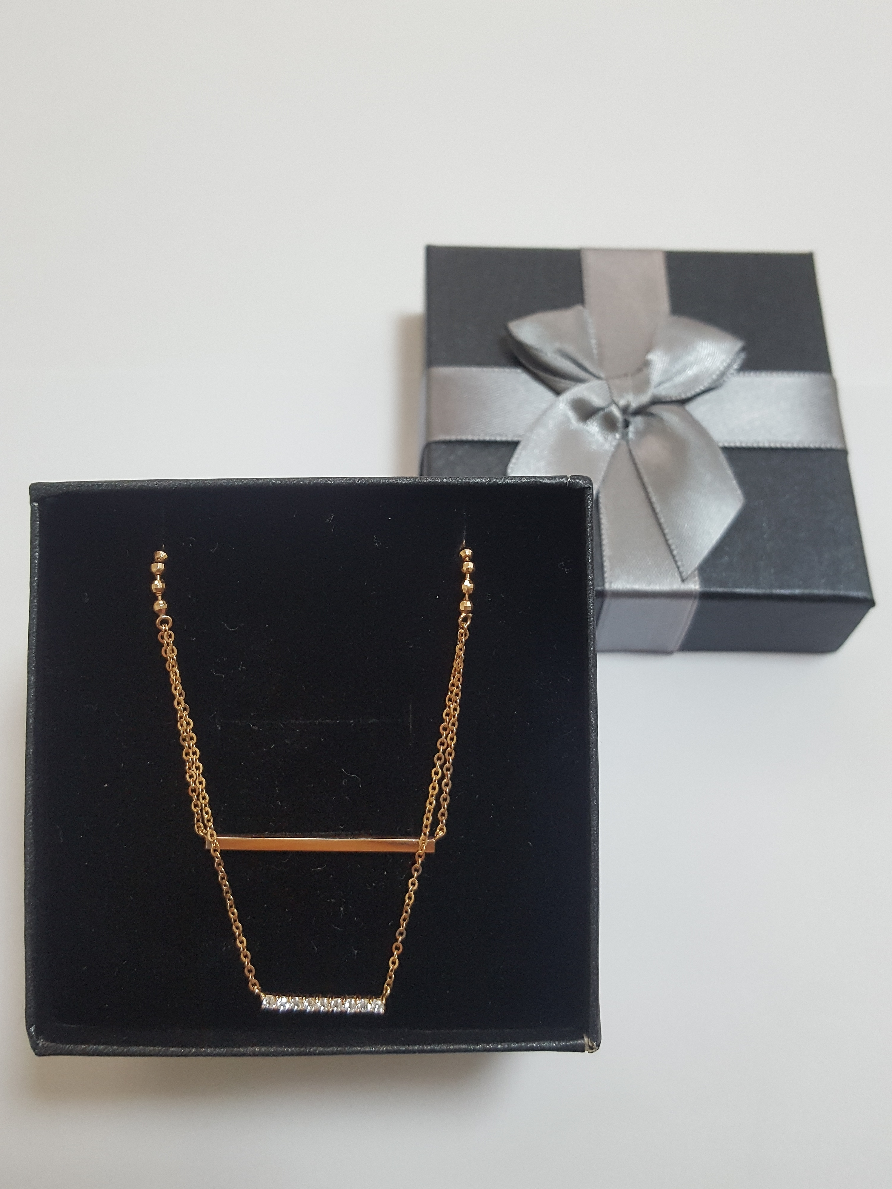 Piety Double Pink Gold Bar Necklace PN001 Feminine