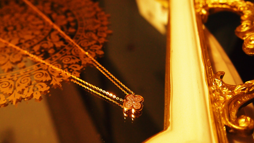 14K Clover Necklace to make me a luxury Four-leaf 