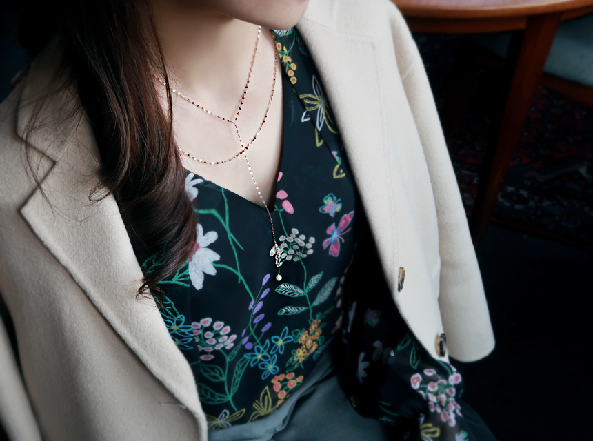14K Akoya pearl two-cut cut layered necklace 14K 1