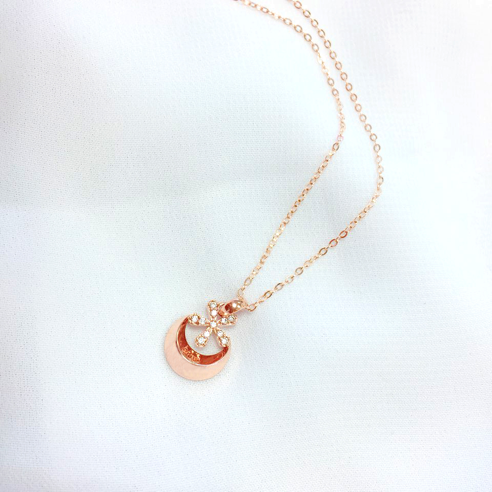 Flower door necklace Women 14k Women 18k points 14