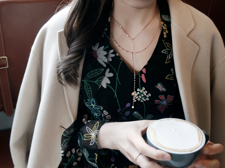 14K Akoya pearl two-cut cut layered necklace 14K 1