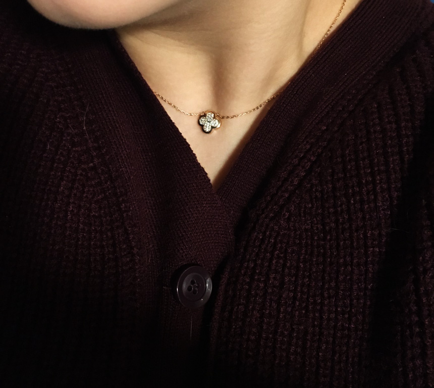 14K Clover Necklace to make me a luxury Four-leaf 