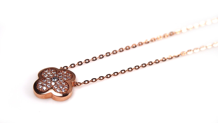 14K Clover Necklace to make me a luxury Four-leaf 