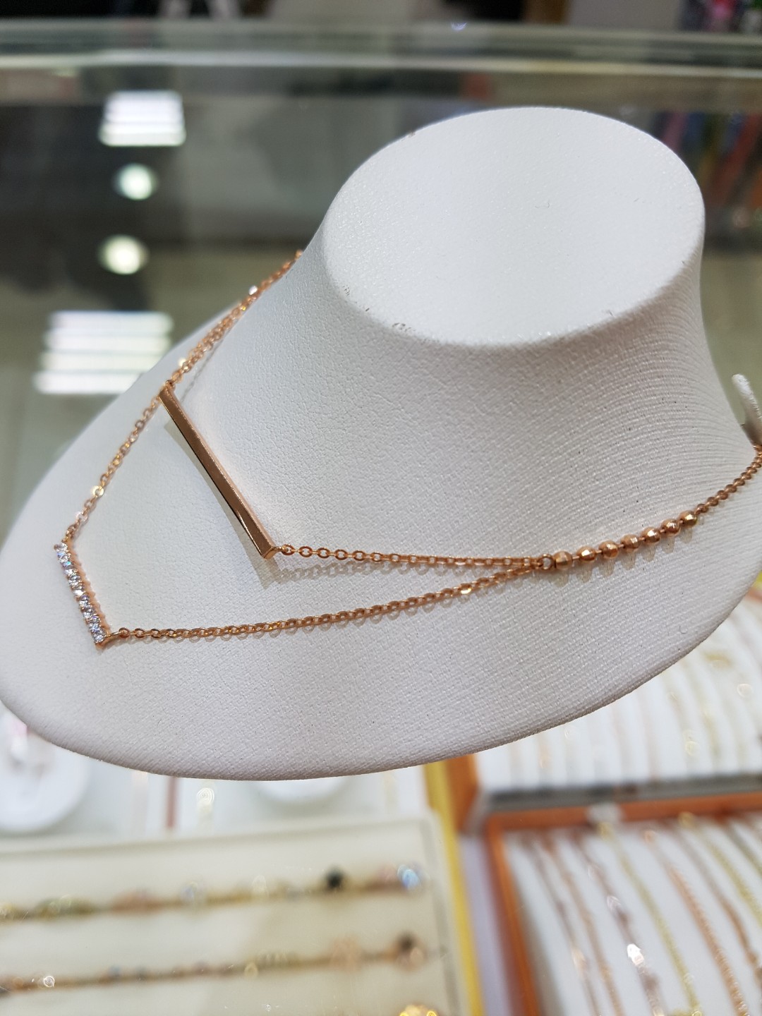 Piety Double Pink Gold Bar Necklace PN001 Feminine