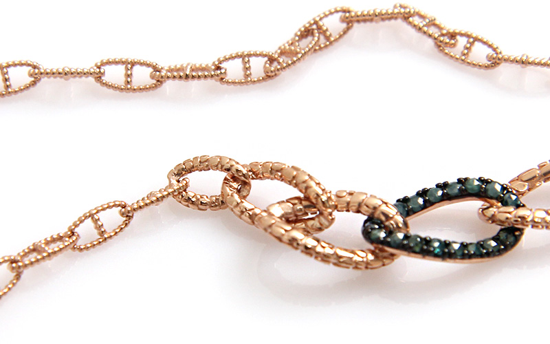 14K GOLD knot diamond necklace gift 30s using blue