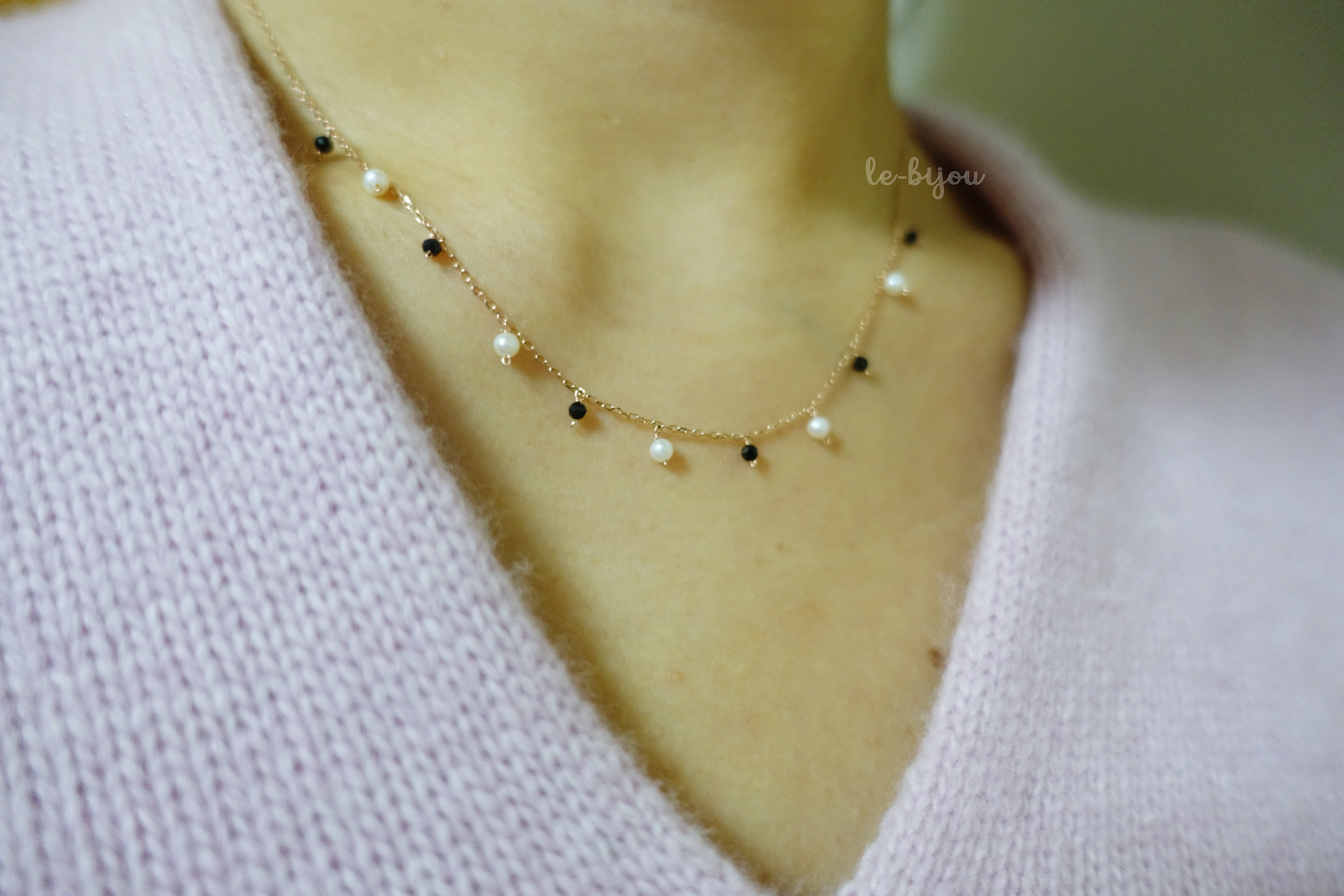 Black Spinel, Pearl Necklace White Day baby gifts 