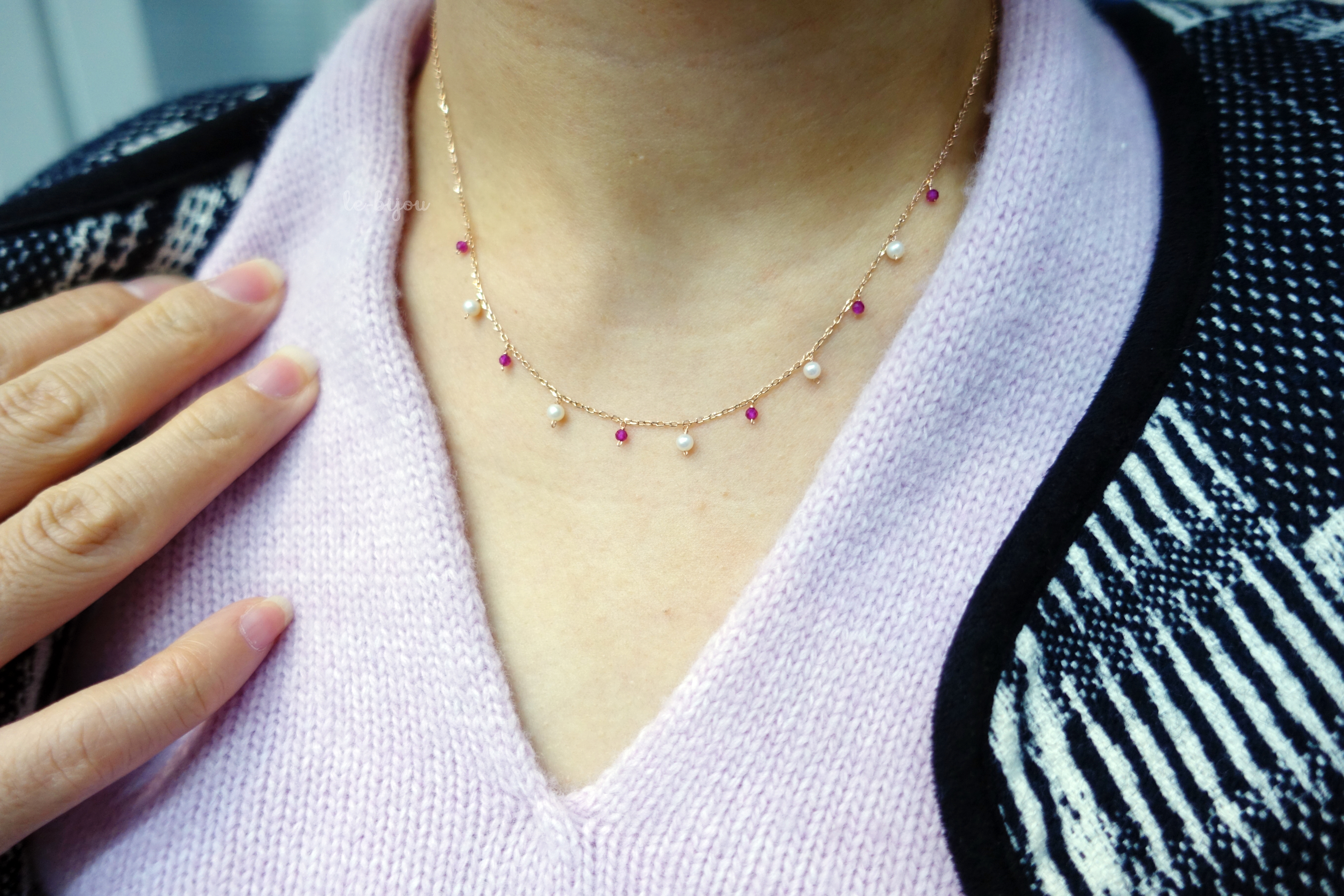 Black Spinel, Pearl Necklace White Day baby gifts 