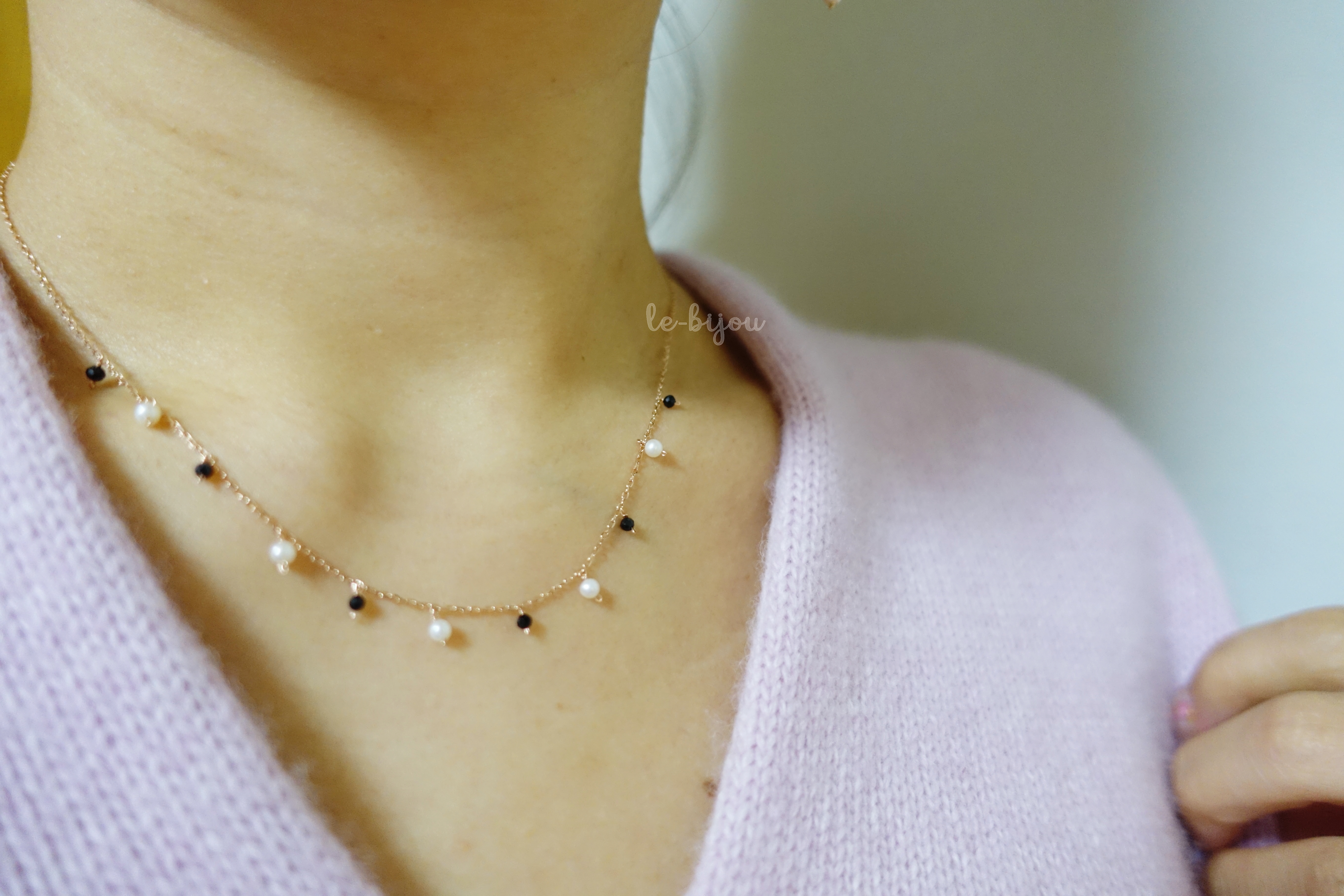 Black Spinel, Pearl Necklace White Day baby gifts 
