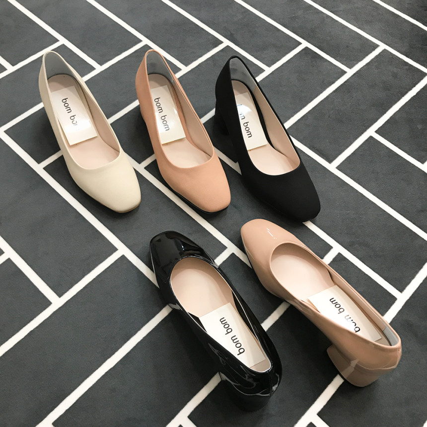<b><p>Mourning Korean Rnd nose Middle heel pump</p></b><b><p>無排 韓国語 円形の鼻 ミドルヒール パンプス 靴 きれいな 簡単スタイル シル</p></b><br /><br /><p align='center'>