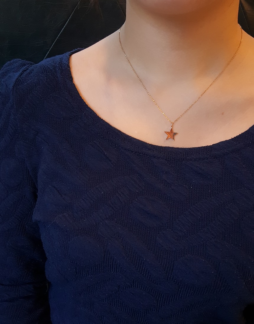 Modern Star 14k Necklace Bling Square Gold Ideal A