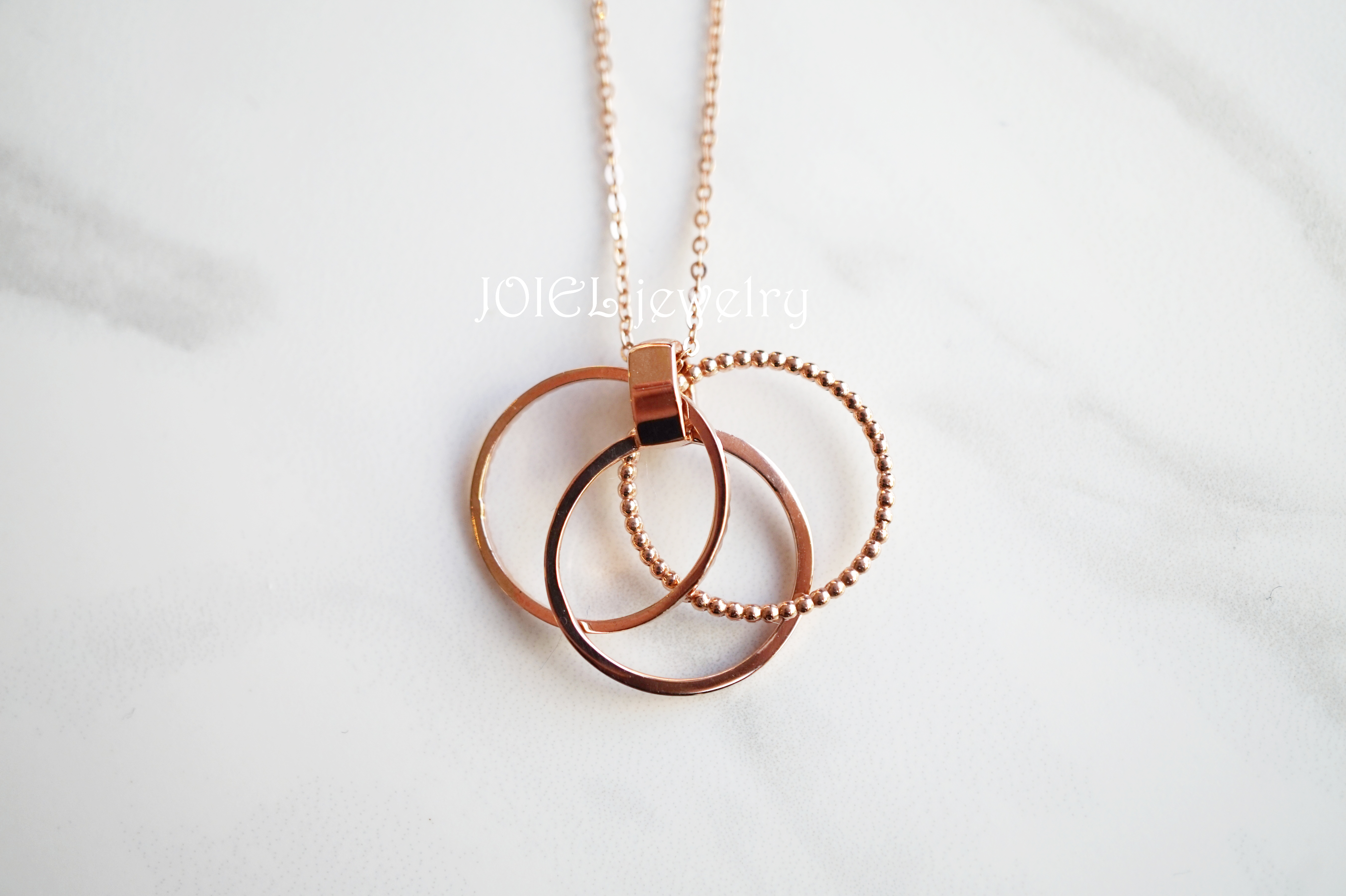 18k Triple Ring Necklace Woman Gift 14k Gold Frien