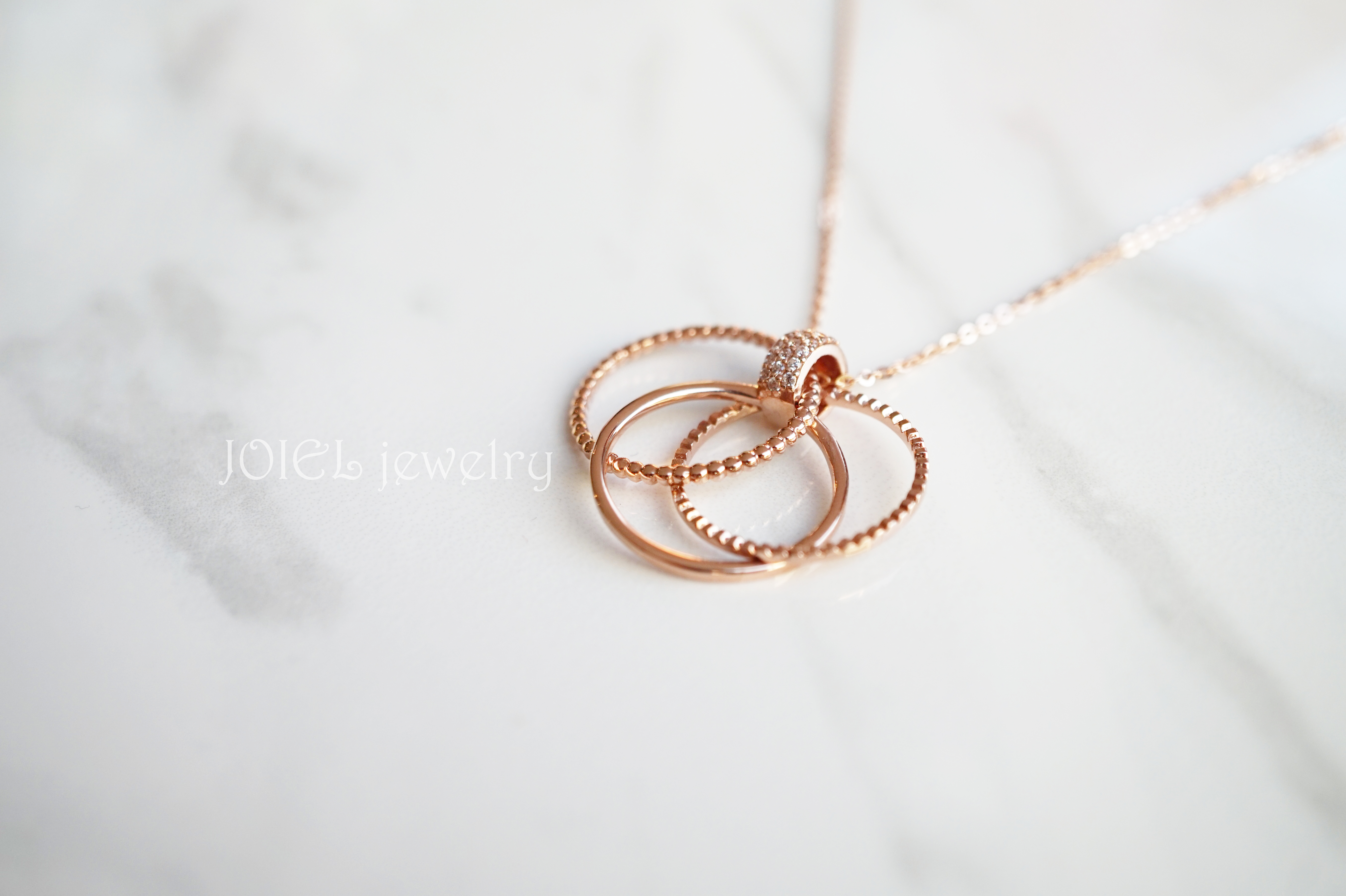 18k Triple Ring Necklace Woman Gift 14k Gold Frien