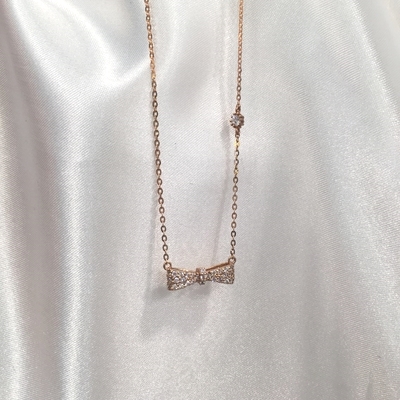 Louisiana Ribbon Cubic Necklace 14k 18k Unique Sen