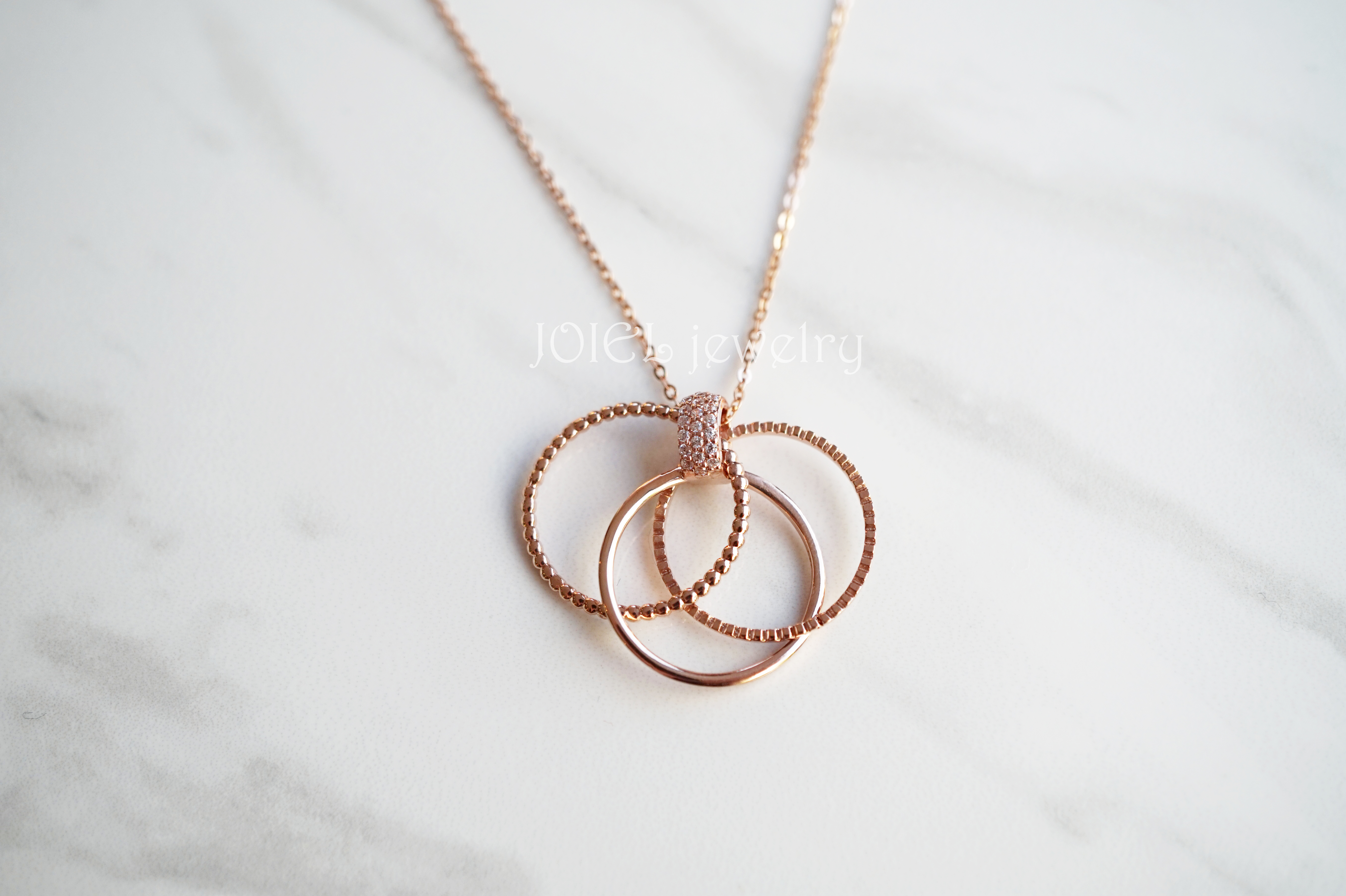 18k Triple Ring Necklace Woman Gift 14k Gold Frien