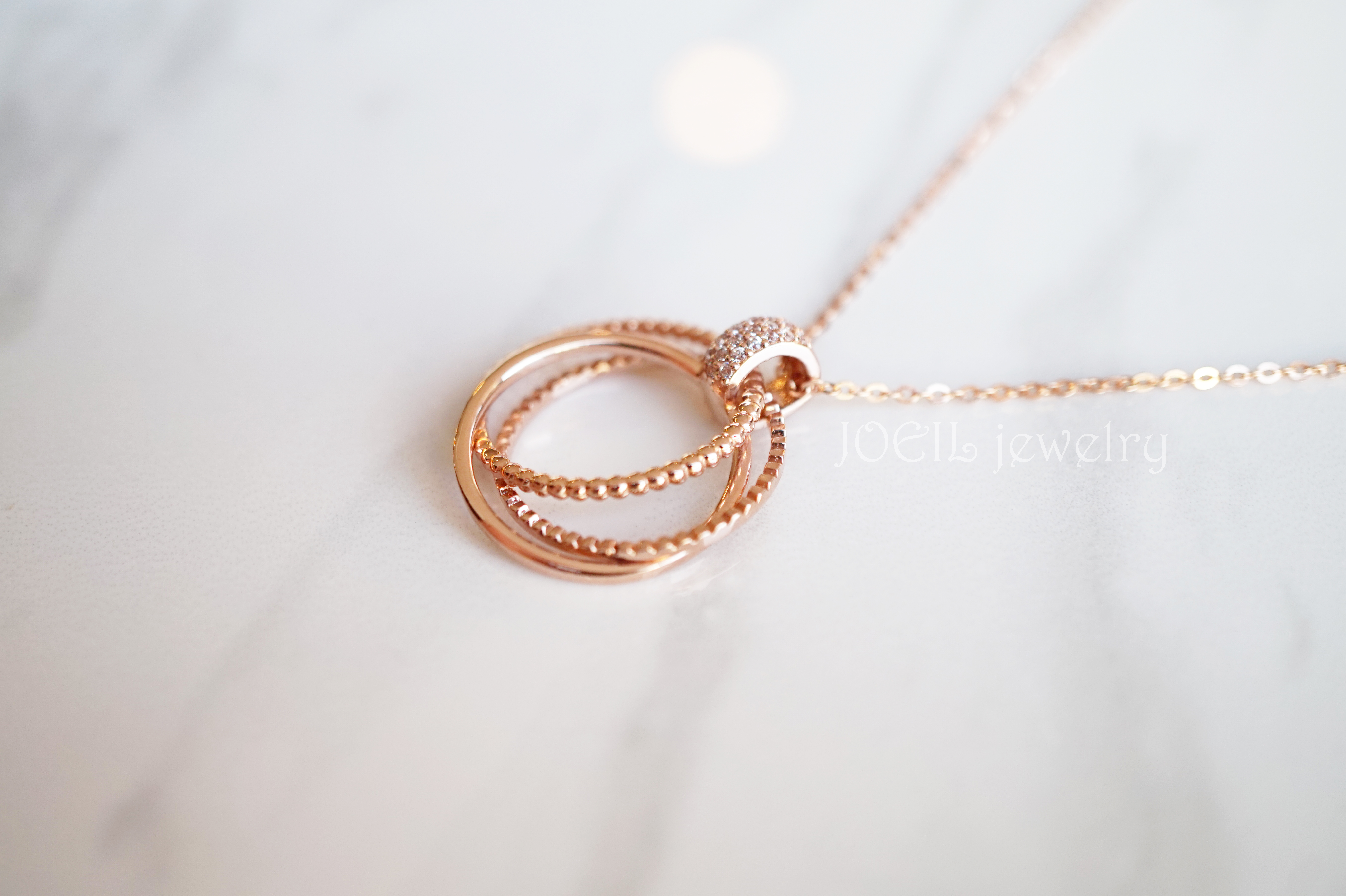 18k Triple Ring Necklace Woman Gift 14k Gold Frien