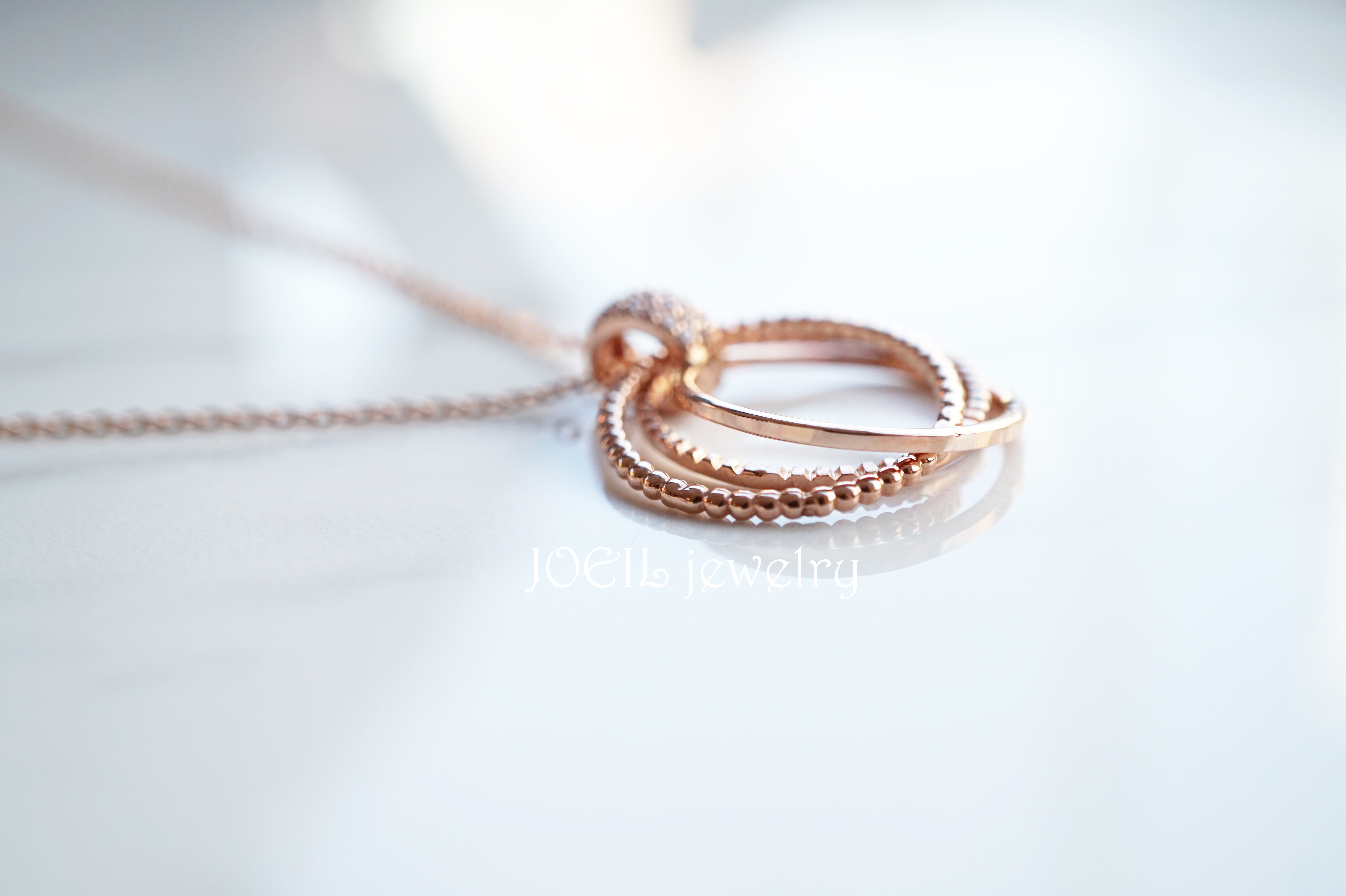 18k Triple Ring Necklace Woman Gift 14k Gold Frien