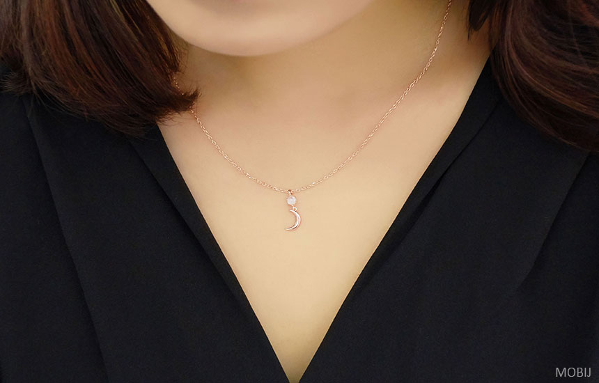 14K 18K Moonstone Moon Necklace Proposal Jewelry S