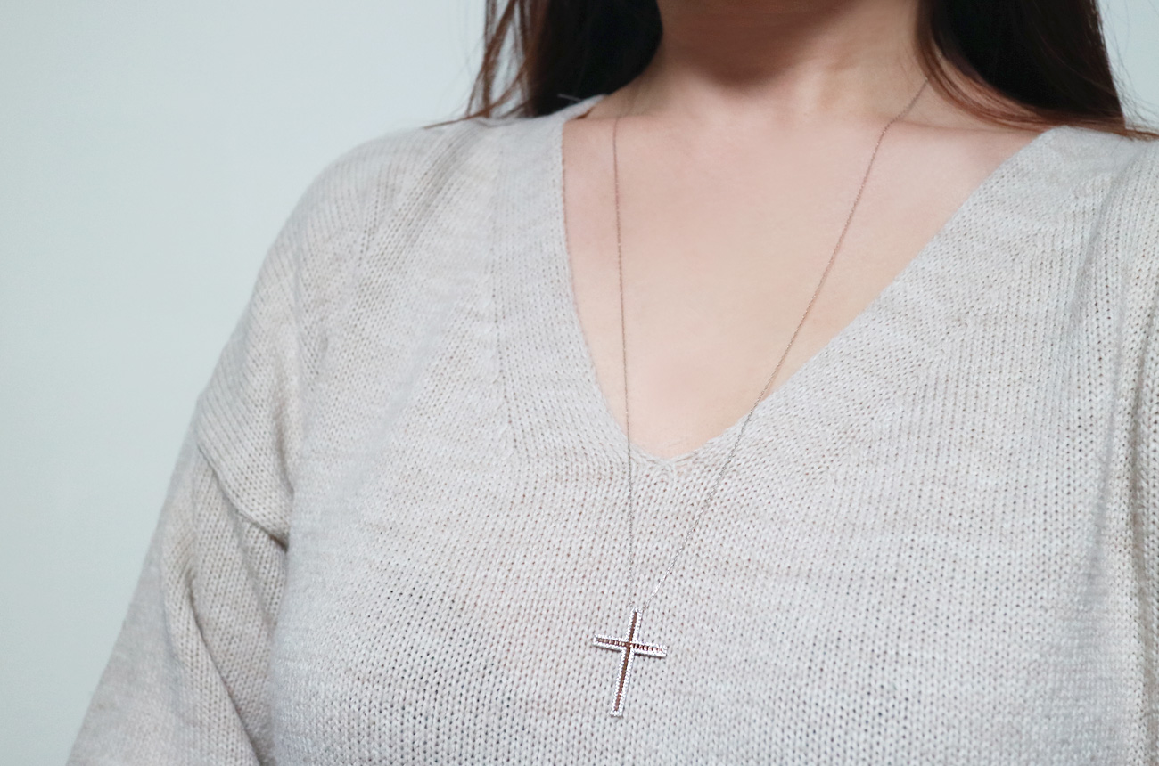 18k drop cross necklace Women 14k 14k friend 14k l