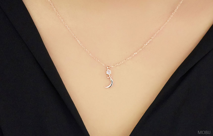 14K 18K Moonstone Moon Necklace Proposal Jewelry S