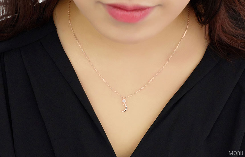 14K 18K Moonstone Moon Necklace Proposal Jewelry S