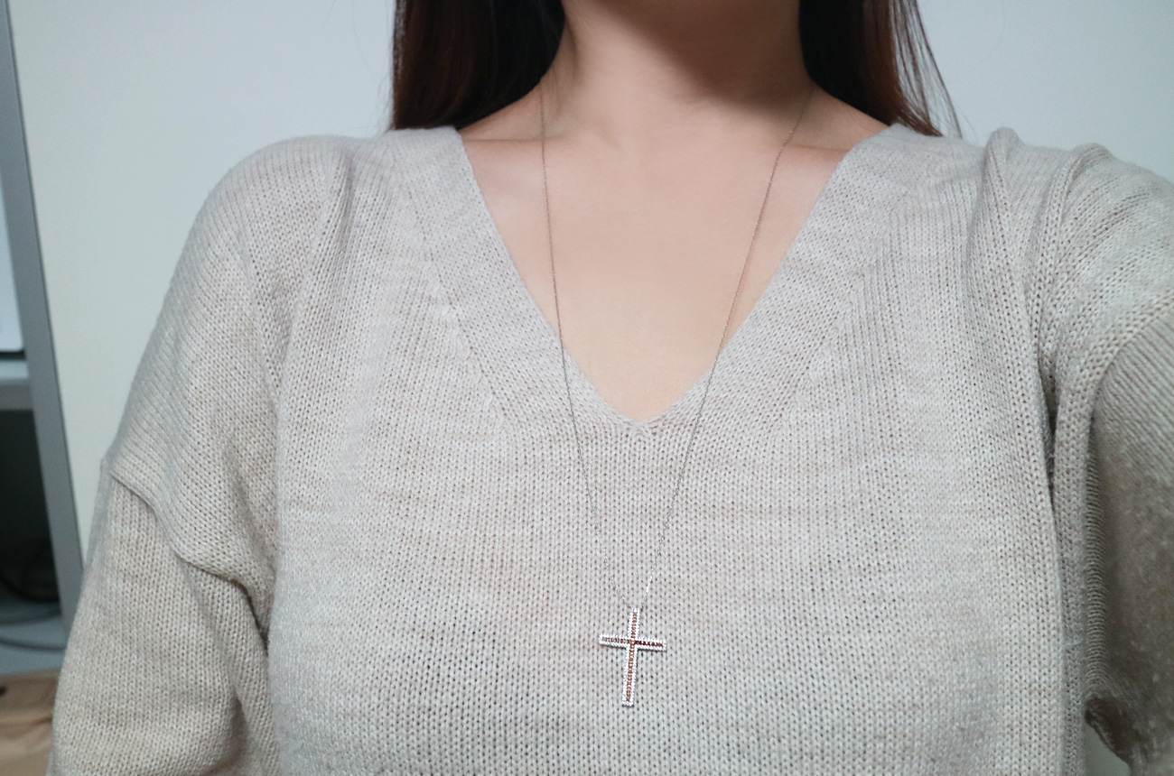 18k drop cross necklace Women 14k 14k friend 14k l